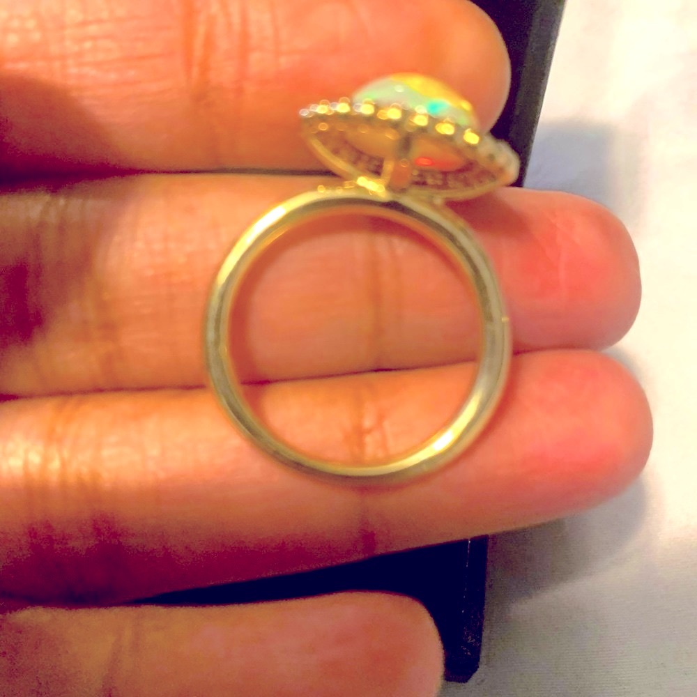14k Solid Natural Opal Ring - image 7